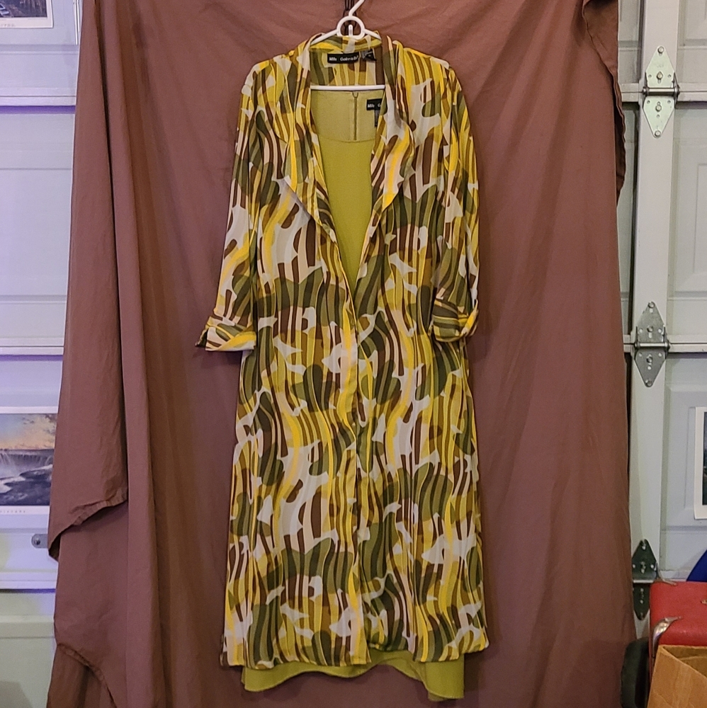 Fun long dress with sheer camo jacket